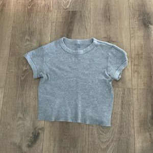 Brandy Melville Gray Waffle Cropped Tee